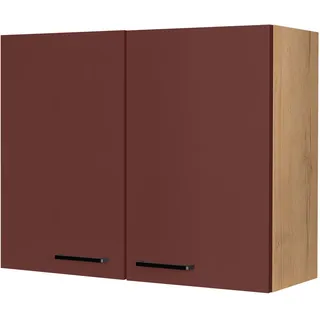 Nobilia Hängeschrank ""Easytouch", vormontiert, mit zwei Einlegeböden", rot (front: lacklaminat rostrot ultramatt, korpus: eiche sierra nachbildung), B:90cm H:72cm T:37,2cm, Schränke, Breite 90 cm