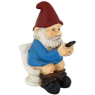 Ameble Lustige Gartenzwerg-Ornament, frecher Gartenzwerg, der auf der Toilette sitzt, Kunstharzfigur, für den Außenbereich, Hof, Rasen, Dekoration, humorvolle Statue