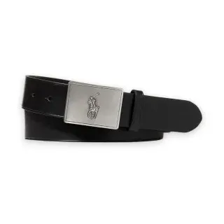Polo Ralph Lauren für Herren. 405691693001 Ledergürtel mit schwarzer Pferdeplakettenschnalle (34), Lässig, Klassisch