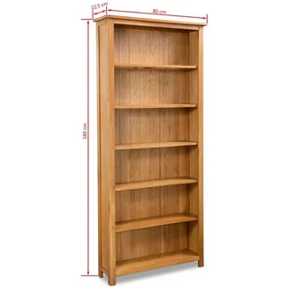 vidaXL Bücherregal 6 Fächer 80 x 22,5 x 180 cm Braun