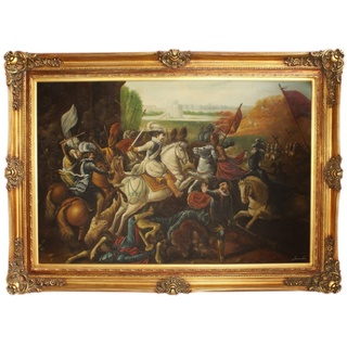 Riesiges Handgemaltes Barock Öl Gemälde Krieg Mod.2 Gold Prunk Rahmen 225 x 165 x 10 cm - Massives Material