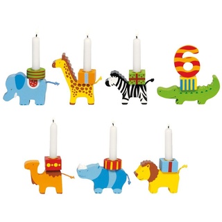 Goki Geburtstags-Tierparade mit Zahlen + 6 Kerzenhaltern