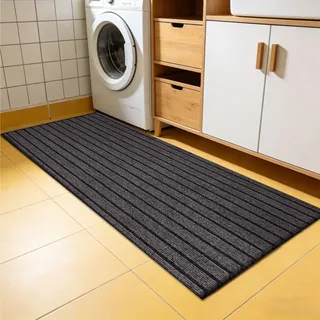 FENYIGE Fußmatte Außen 60 x 160 cm Sauberlaufmatte mit Rutschfester Rückseite Premium Fußmatte für Eingangsbereich Robust Fussmatte für Eingangsbereich Aussenbereich, Grau