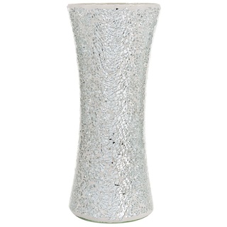 London Boutique Mosaik-Blumenvase, Dekoration, glitzernd, Zylinderform (Zylinder Silber)