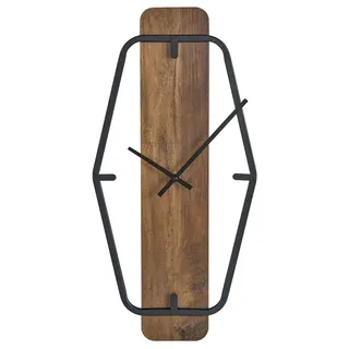 BELIANI Wanduhr Braun MDF Geometrisch mit Zifferblatt Zeigern Indizes Batteriebetrieben Rustikal Loft Design Uhr ohne Zahlen Sekundenzähler - Braun/Schwarz