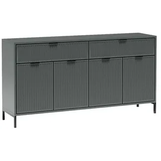 99rooms Kommode Klink (Sideboard, Highboard, Schubladenkommode), Stilvolles Design, Soft-Close, geriffelte Elemente, ABS-Schutzkanten grün