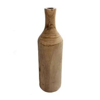 Spetebo Dekovase Design Holz Blumen Vase natur - 46 cm (Packung, 1 St., 1 Vase), Deko Holzvase Flasche naturbelassen beige Ø 14 cm x 46 cm