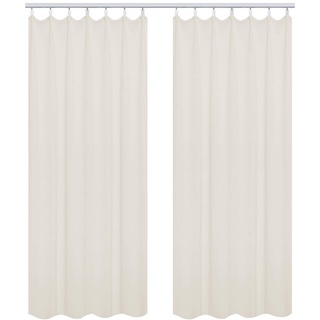 WOLTU Vorhang Blickdicht Gardinen mit Kräuselband für Schiene, 2er Set Leichte & weiche Verdunklungsvorhänge wärmeisolierend Thermovorhang Kälteschutz für Wohnzimmer Schlafzimmer, 135x225cm Creme