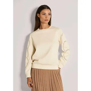 MADELEINE Langarm-Oberteil mit Mesh-Details in perlweiß | Gr.: 48