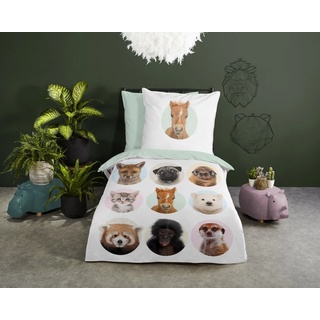 Babybettwäsche Good Morning Kids Kinder Bettwäsche 135x200 Young Animals Tiere Hund, good morning, Baumwolle, 2 teilig weiß