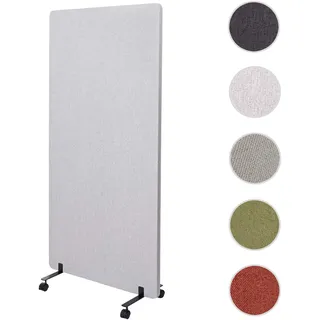 Akustik-Trennwand HWC-G77, Büro-Sichtschutz Raumteiler Pinnwand, doppelwandig rollbar Stoff/Textil ~ 167x80cm grau