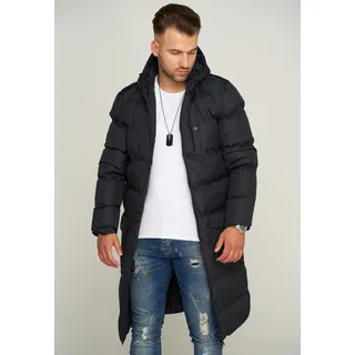SOULSTAR Herren Parka mit Kapuze als Langer Steppmantel - Winterjacke S2KANSK Herren warmer Wintermantel Pufferjacke Steppjacke - Schwarz - M