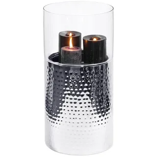 Edzard Windlicht Arnold Edelstahl/Glas Silber