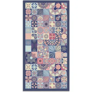 Panorama Vinylteppich - Modell Vynilteppich Hydraulic Fliesen Rose Farbe - 40x80 cm - Verschiedene Größen - Deko Küche, Läufer und Outdoor