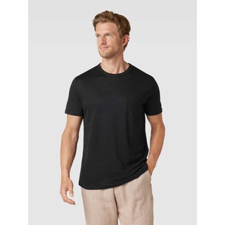 T-Shirt aus Leinen mit Brusttasche Modell 'ECSTASEA', Black, XL