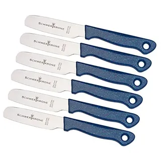 Schwertkrone® Brötchenmesser 6er Set [MIKROVERZAHNUNG] - Frühstücksmesser mit Glitzergriff - Buttermesser Edelstahl - Tafelmesser - Brotzeitmesser - Schneidemesser - Bread Knife - Brotmesser Klein