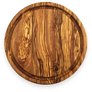 medina mood Schneidebrett The Goldcoin, rund mit Saftrille, handgefertigt aus Olivenholz Ø 25 cm