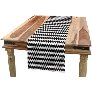 ABAKUHAUS Winkel Tischläufer, Zigzags Schwarzweiss, Esszimmer Küche Rechteckiger Dekorativer Tischläufer, 40 x 180 cm, Weiß Schwarz