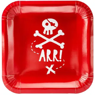 Partydeco Pappteller "Pirat" 20 x 20 cm 6 St. Rot