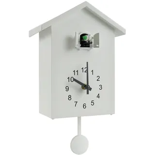 BOBASH Kuckucksuhr Wanduhr Moderne Kuckucksuhren mit Pendel Kuckucksgeräusch für Wandkunst Zuhause Wohnzimmer Büro Dekoration Geschenke (Weiß)