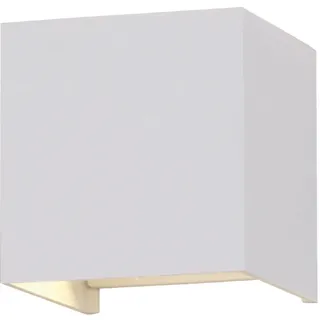 Wandlampe Aussen Up and Down Leuchten Aussen LED Wandleuchte Außen, einstellbarer Lichtkegel, Alu weiß, LED 5W 700lm neutralweiß, LxBxH 10x10x10 cm