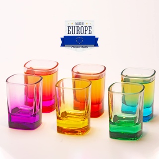 Farbiges Schnapsglas Set 6 Stück, 52 ml/1.75 oz. Schweres Mini Shotgläser Set, Wodka Glas, Likörgläser in Großen Mengen, Tequila Becher, Kleines Glas, Schnapsgläser für Whiskey, Tequila und Liköre