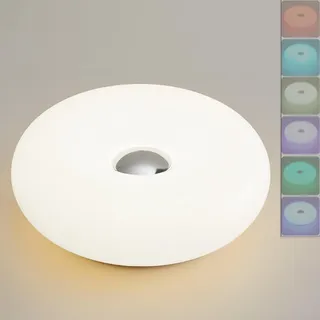 Donut Lampe Akku Weiß Donut Tischlampe Kabellos Touch Dimmbar mit Fernbedienung USB Aufladbar 2000mAh Batteriebetriebene Nachttischlampe 3 Farbtemperatur+RGB Dekoration Kinder Licht für Schlafzimmer