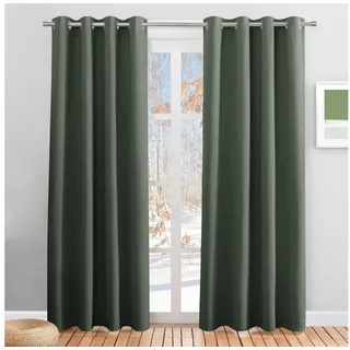 LuxusKollektion Verdunkelungsvorhang Blickdichte Vorhänge 210x140 cm grün (2 St) grau|grün 140 cm x 210 cm