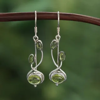 Drachensilber Peridot Steinschmuck Ohrringe feine Einhänger 925 Silber  edel - Silber;Grün