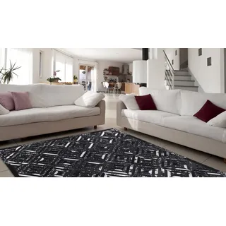 Kayoom Spark 410 Lederteppich 80 x 150 cm Schwarz/Silber