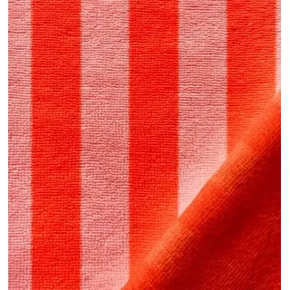 Frotteestoff Meterware gestreift Bambus & Baumwolle babytauglich - Frottee Stoff Badetuch Streifen *ab 50 cm, Farbe: 036 orange-rosa