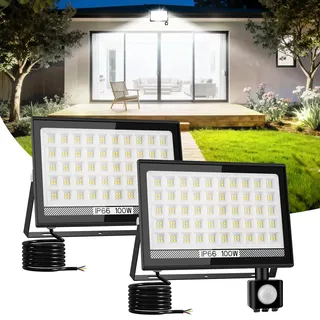 NATPOW 100W Led Strahler mit Bewegungsmelder Aussen, 11000LM 6000K Aussenstrahler Fluter mit IP66 Wasserdicht Superhell Scheinwerfer Außenstrahler für Garten Garage Sportplatz Hinterhof