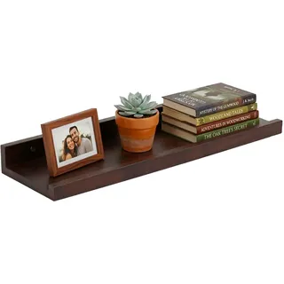 Relaxdays Wandregal 60 cm x 5 cm x 15 cm Dunkelbraun