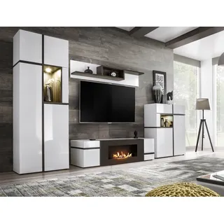 Raumhirsch Furniture Lowboard TV Schrank, TV-Möbel, Fernsehschrank, TV-Kommode (Maße: 150 x 50 x 50 cm (Bioethanol-Kamin, 2 Türen), Push-Click-System, Moderne Optik, Einfache Montage weiß