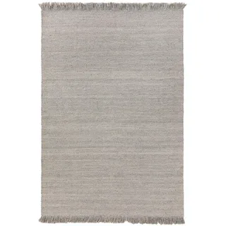 benuta pure Wollteppich Hellgrau, 80x150 cm & Naturfaserteppich aus Wolle