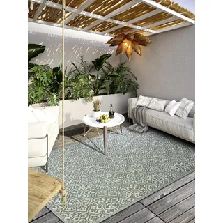 Villeroy & Boch Julie In- & Outdoor Teppich Modern - Modernes Flachgewebe, Hoch-Tief Effekt, ÖKO-TEX Wetterfest & UV-beständig für Balkon, Terrasse, Garten – Dschungelgrün, 160x230cm
