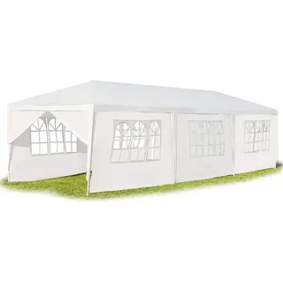 Costway Faltpavillon 3 x 9 m inkl. 8 Seitenteile Weiß