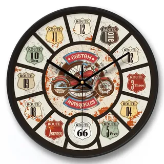 NUOVO 12 Zoll Vintage Wanduhr Motorrad Wanduhr mit Zahlen Retro Wanduhren Silent Wohnzimmer Schlafzimmer Büro Home Decor