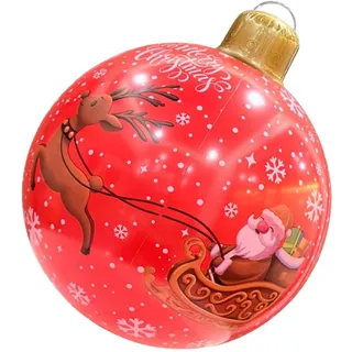 Quorvex Aufblasbarer Weihnachtsschmuck Für Garten - PVC Weihnachtskugeln Aufblasbar - Wasserdicht 61cm Große Kugel,Für Garten Baum Rasen Terrasse Weg Park Hinterhof Haus Dach