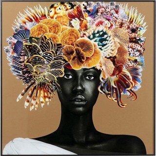 Kare Design Bild mit Rahmen Flower Hair, Mehrfarbig, Leinwand, Wanddekoration, Rahmen Aluminium, Front aus Sicherheitsglas, 120x120x3,5cm