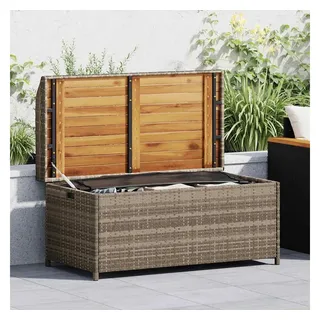 furnicato Truhenbank Garten-Sitzbank 100x50x52 cm Grau Braun mit Stauraum aus PE-Rattan und (1-St), Kissenbox mit wasserfestem Innenbeutel und Gasfeder für die Terrasse grau 100 cm x 52 cm x 50 cm