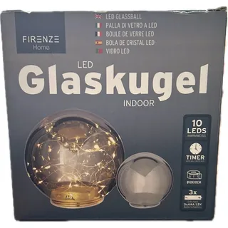 Firenze Home LED Glaskugel 10 LEDs Ø10cm warmweiß Glas anthrazit verspiegelt