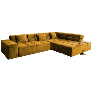 KAWOLA Ecksofa Velvet 2-Sitzer Gelb