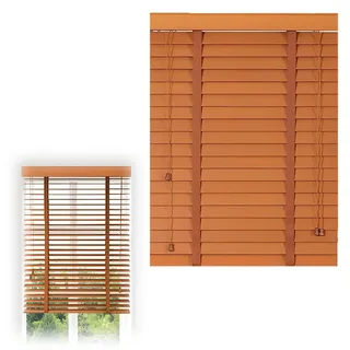 Holzjalousien, Raumverdunkelung, mit 5 cm Lamellen innen und außen, Halterung für Büro, Schlafzimmer, Wohnzimmer, 90 x 213 cm, elegante Fensterabdeckungen