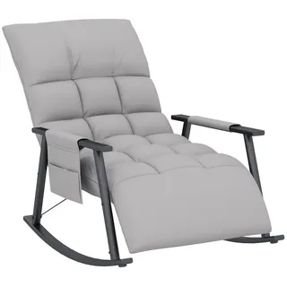 MODFU Schaukelstuhl 60x70x134 cm, Mikrofaser, mit Fußstütze & verstellbarer Rückenlehne (Relaxsessel Grau,Relaxsessel bis 120 kg belastbar, inkl. Seitentasche, 1 St), Bequemer Schwingsessel für Wohnzimmer, Schlafzimmer & Leseecke grau