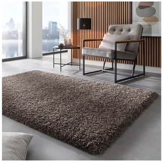 TaraCarpet Langflor-Teppich Ragolle Twilight, rechteckig, Höhe: 60 mm, Shaggy Hochflorteppich anthrazit Wohnzimmer Schlafzimmer 133x195 braun rechteckig | 133 cm x 195 cm x 60 mm
