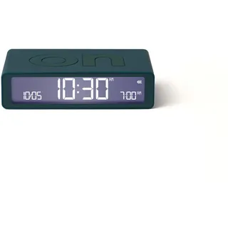 Lexon Flip Classic Digitaler Wecker mit umkehrbaren EIN/Aus-Seiten, wiederaufladbare Nachttischuhr mit LCD-Display, Berührungssensor für Schlummer- und Lichtfunktion – Entenblau
