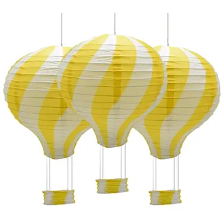 Ruidee 3 Stück Heißluftballon Papierlampion 12 inch Papier Laterne Deko Set für Hochzeit, Geburtstag, Jubiläum, Weihnachten, etc (Yellow)