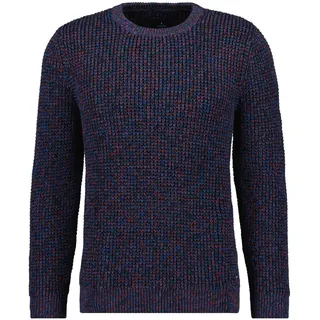 Rundhalspullover RAGMAN, Herren, Gr. 56, bunt (blau, rot, 167), Strick, 100% Baumwolle, Rundhals, Pullover Rundhalspullover
