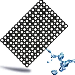 Kerafactum Fußmatte gelochte Fussmatte Fußabtreter Outdoor Teppich Antirutschmatte Schmutzfangmatte | Schwarze Matte Gummimatte Gummi Schuhmatte gelocht | Schuhabstreifer für Aussenbereich 40x60 cm